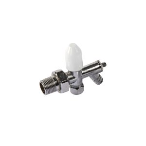 Kartell 10mm white angled lockshield and wheel head radiator valve pair with smooth white finish