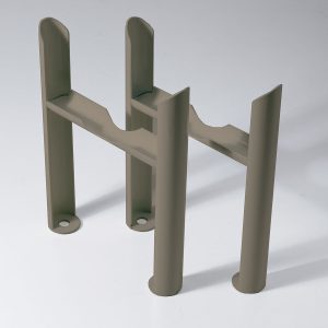 Kartell 2 column insertable raw metal radiator feet pair with exposed metal finish for column radiators