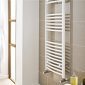 Kartell 1000 x 300mm curved white 22mm heated towel rail with rounded bars and open sections