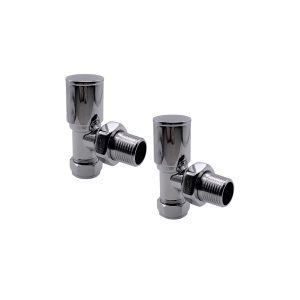 Kartell angled chrome modern manual radiator valve pair with polished finish and angled connections