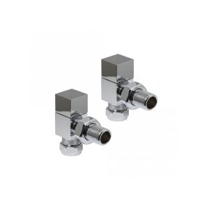 Kartell cube angled chrome modern manual radiator valve pair