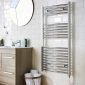 Kartell Curved 1000 x 500mm 200W chrome electric towel rail with curved horizontal round bars