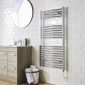 Kartell Curved 1200 x 500mm 300W chrome electric towel rail with curved horizontal round bars