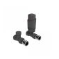 Kartell designer straight anthracite thermostatic radiator valve pair with slim TRV head and straight connections