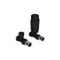 Kartell designer straight black thermostatic radiator valve pair with slim TRV head and straight connections