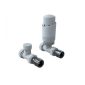 Kartell designer straight matt white thermostatic radiator valve pair with slim TRV head and straight connections