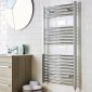 Kartell K-Rail 800 x 300mm curved chrome 25mm towel rail with round bars and two open sections