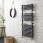 Kartell Kolumn Dual Column 1140 x 500mm anthracite towel radiator with dual rounded vertical columns and horizontal round bars