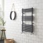 Kartell Kolumn Dual Column 832 x 500mm anthracite towel radiator with rounded dual-column vertical sides and horizontal round bars