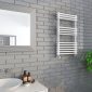 Kartell Kolumn Dual Column 832 x 500mm white towel radiator with rounded dual-column vertical sides and horizontal round bars