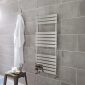 Kartell Memphis 1200 x 600mm chrome flat panel towel rail with two open sections and smooth flat panels