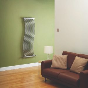 Kartell Miami 1400 x 450mm chrome wavy designer radiator with curved wave-style bars