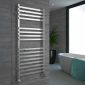 Kartell Mode 1200 x 600mm straight chrome flat designer towel rail with horizontal flat bars