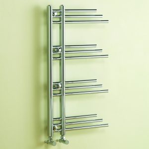 Kartell New York 900 x 500mm chrome designer towel rail with side-opening horizontal round bars
