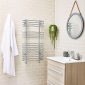 Kartell Oakland 920 x 500mm chrome C-shaped heated towel rail with curved horizontal bars