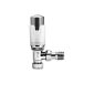 Kartell single refined angled thermostatic radiator valve in chrome with slim control head and angled body
