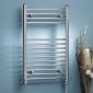 Kartell Straight 800 x 500mm 150W thermostatic chrome electric towel rail with horizontal round bars
