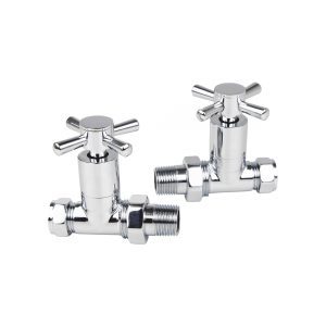 Kartell Times straight chrome cross head radiator valve with straight chrome body and cross-head handle