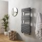 Kartell Venetian 1100 x 500mm anthracite towel radiator with oval horizontal bars