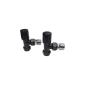 Scudo black angled radiator valves pair for heated towel rails