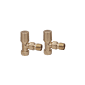 Scudo brushed brass angled radiator valves pair for heated towel rails