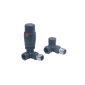 Scudo anthracite corner radiator valves pair with thermostatic and lockshield valves