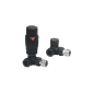 Scudo black corner radiator valves pair with thermostatic and lockshield valves