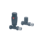 Scudo anthracite straight radiator valves pair with thermostatic and lockshield valves