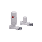 Scudo white straight radiator valves pair with thermostatic and lockshield valves