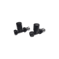 Scudo black straight radiator valves pair for heated towel rails