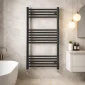 Kartell 22mm straight textured grey towel rail 1000 x 400mm installed in a modern bathroom