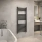 Kartell 22mm straight textured grey towel rail 1200 x 500mm in a modern bathroom