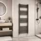 Kartell 22mm straight textured grey towel rail 1600 x 500mm fitted on a tiled bathroom wall