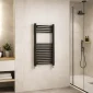 Black Kartell towel rail beside a walk-in shower, 800 x 400mm