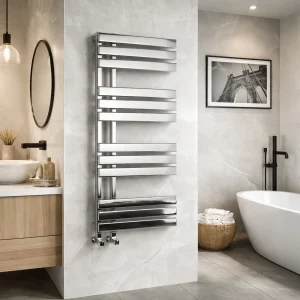 Kartell Oregon chrome flat panel towel rail 1180 x 500mm