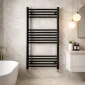 Kartell 22mm straight matt black towel rail 1000 x 400mm fitted in a modern bathroom