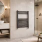 Kartell 22mm straight textured grey towel rail 800 x 600mm
