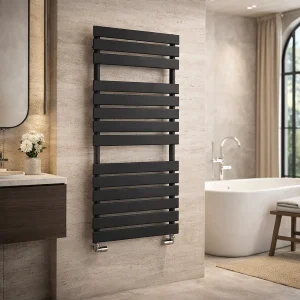 Kartell Atlantic Anthracite Flat Panel 1185 x 500mm Designer Towel Rail