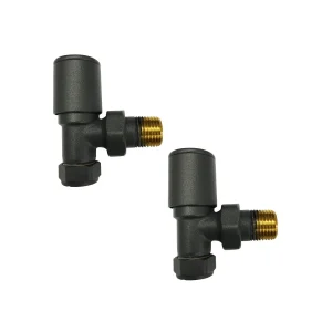 Kartell Matt Anthracite 15mm Angled Manual Radiator Valve Pair
