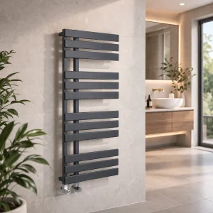Kartell Oregon textured anthracite towel rail 1180 x 500mm