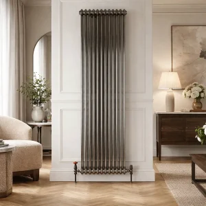 Scudo 2 Column 1800 x 328mm Raw Metal Vertical Radiator