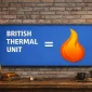 A sign that explains what BTUs are